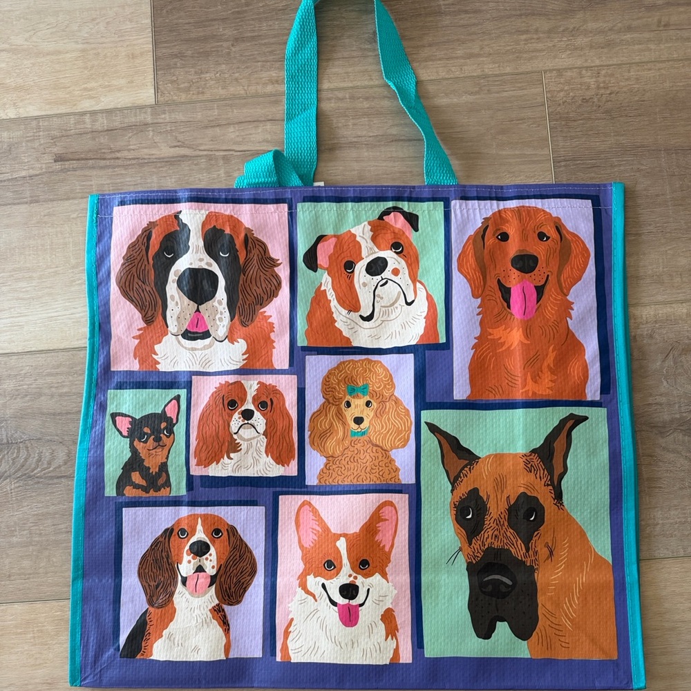 Dog print reusable tote bag